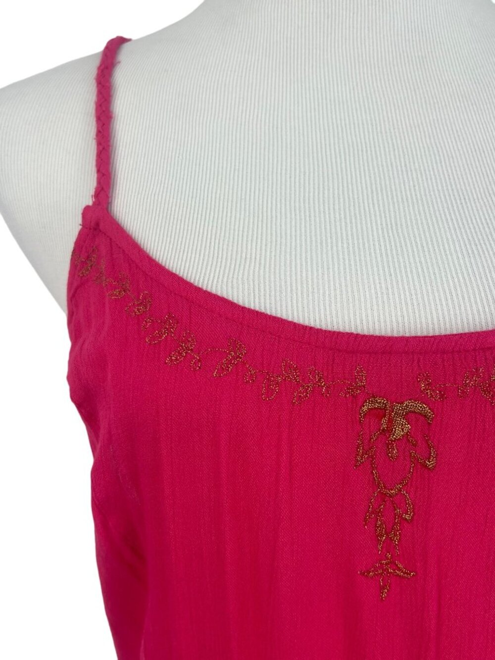 NWT Free People Pink Gold Embroidered Asymmetric Slip Dress | Boho Fairy Indie M - Picture 4 of 16